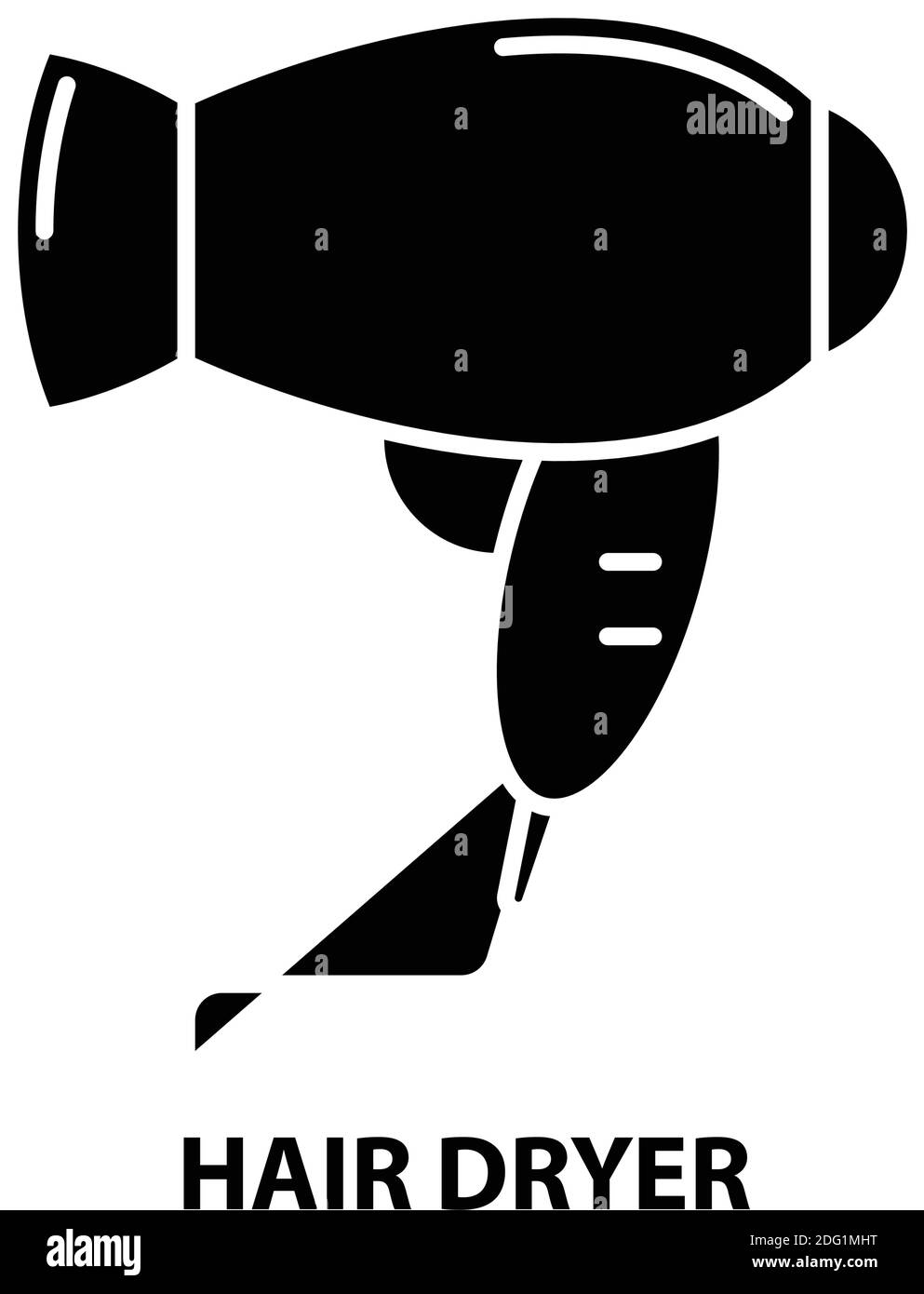 symbole du sèche-cheveux, symbole vectoriel noir avec traits modifiables, illustration du concept Illustration de Vecteur
