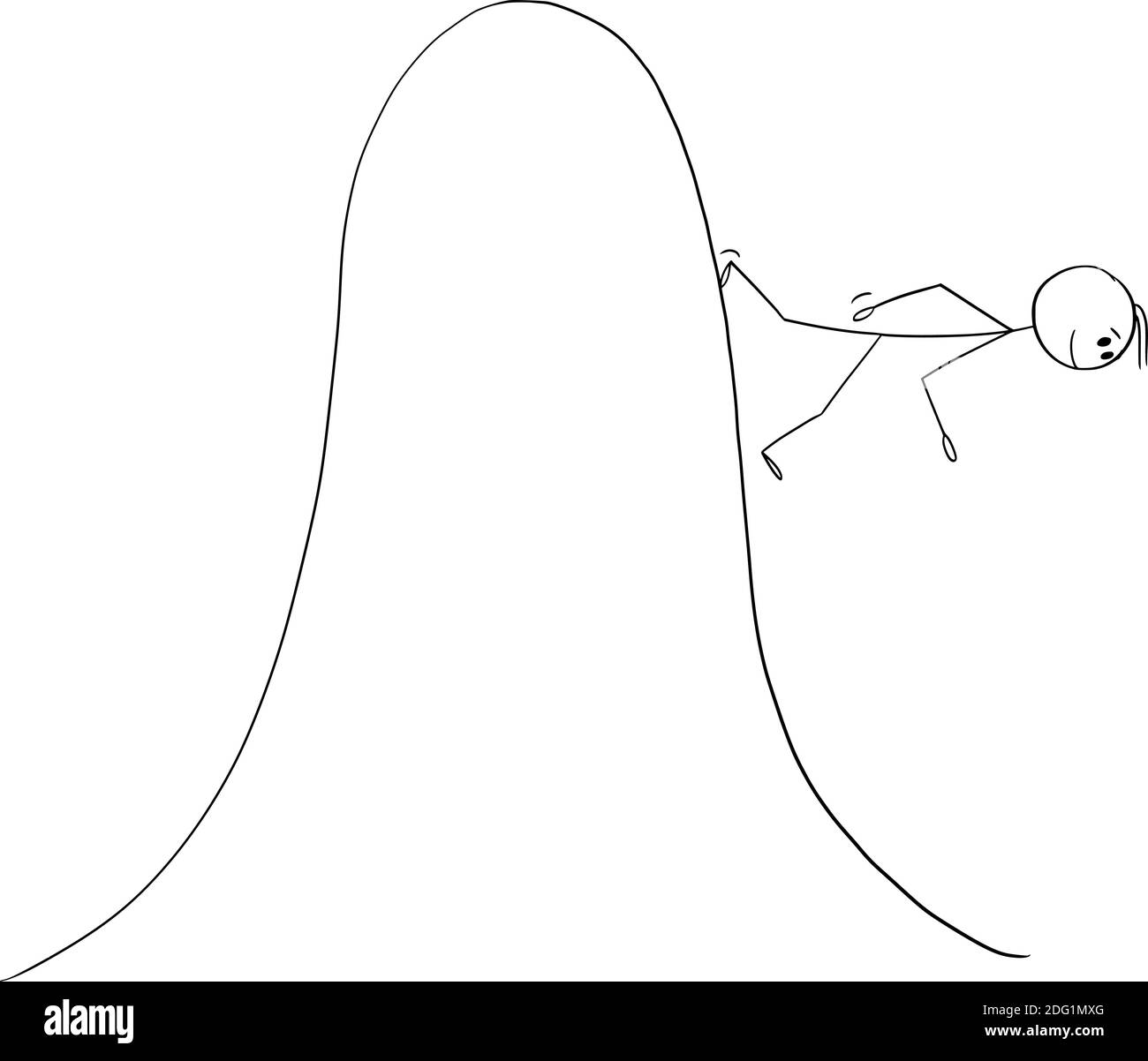 Dessin animé vectoriel figure représentant un homme ou un homme d'affaires marchant dans la descente ou le bas de la colline ou de la montagne. Illustration de Vecteur