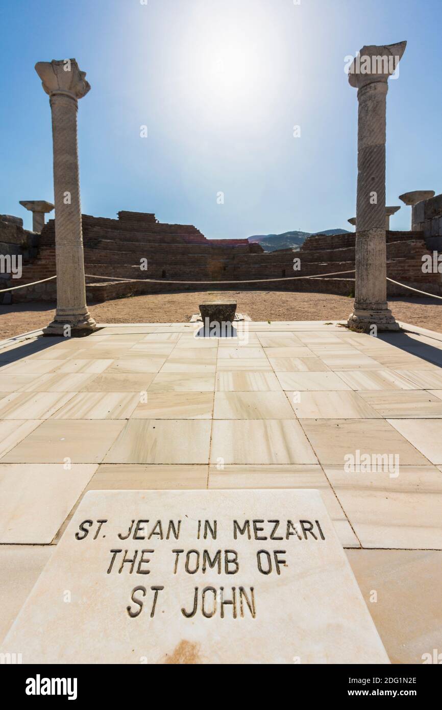 Selcuk, province d'Izmir, Turquie. La tombe supposée de Saint Jean à la basilique Saint Jean l'évangéliste. Banque D'Images