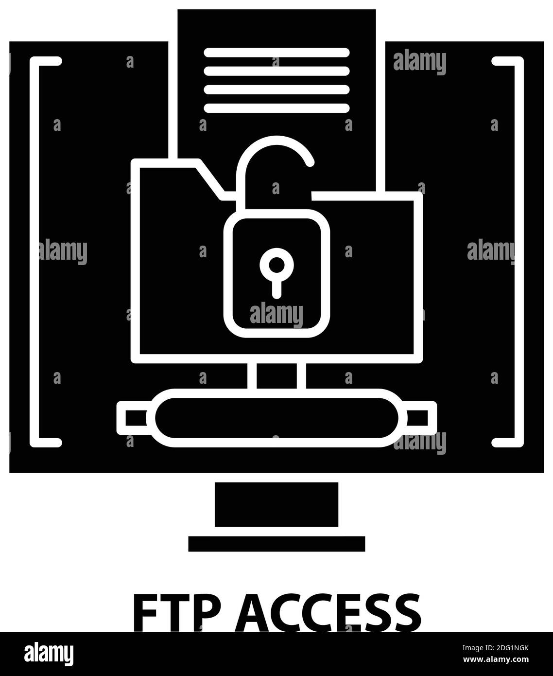 icône d'accès ftp, signe vectoriel noir avec traits modifiables, illustration du concept Illustration de Vecteur