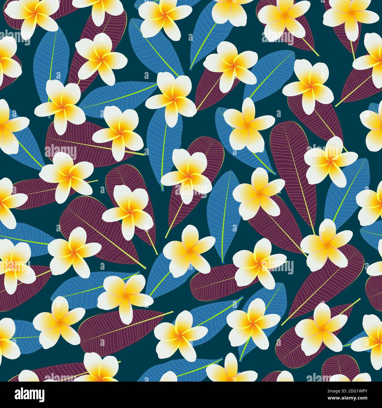Design élégant et tendance avec motif à répétition vectoriel de texture à petites fleurs magnifiques fleurs frangipani dessinées à la main pour l'impression et le textile Illustration de Vecteur