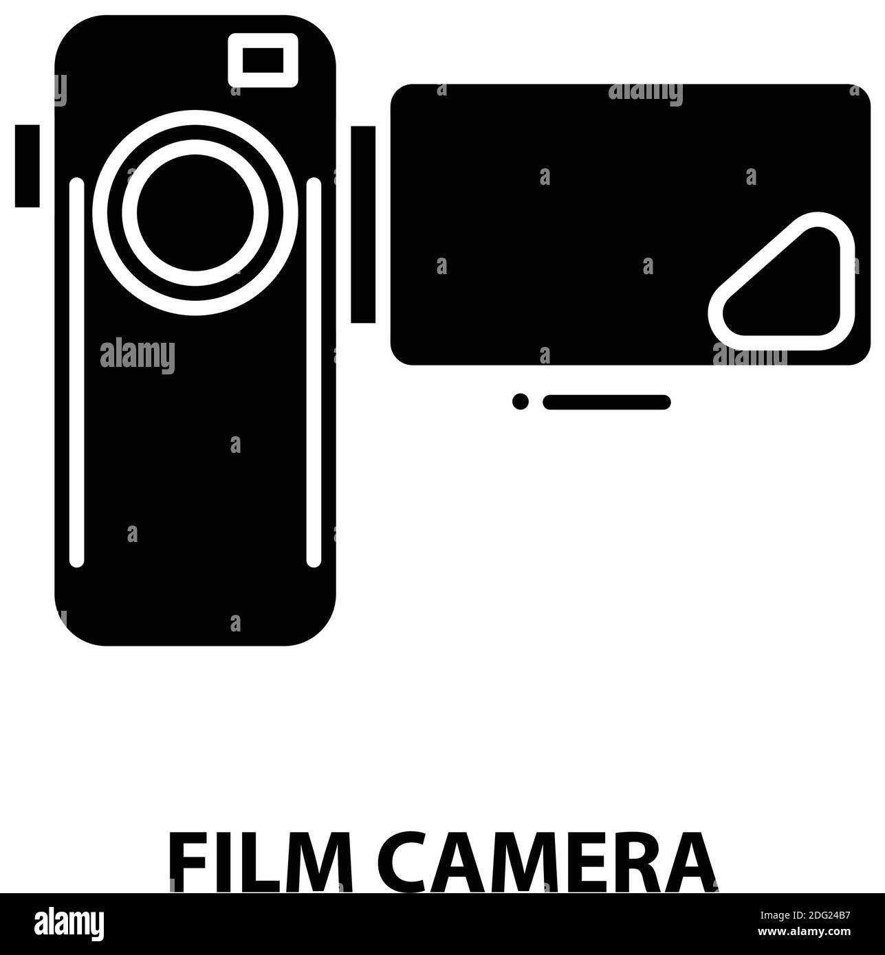 icône de caméra de film, signe vectoriel noir avec traits modifiables, illustration de concept Illustration de Vecteur