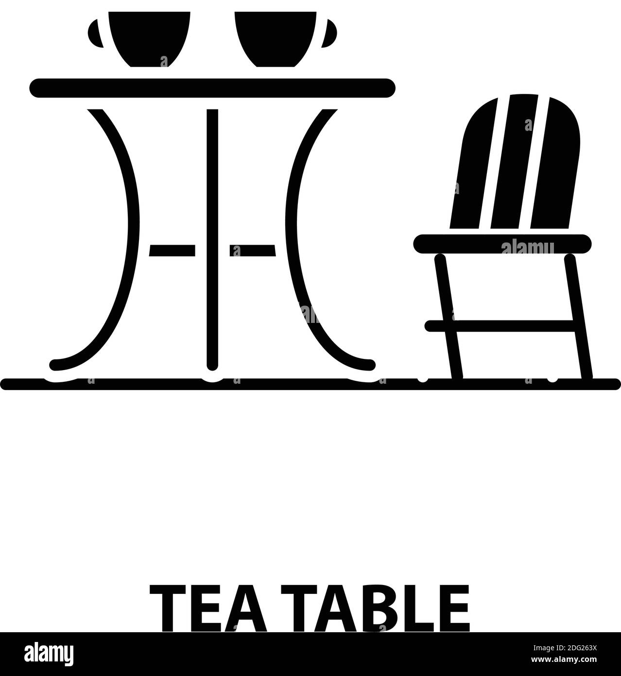 icône de table de thé, signe vectoriel noir avec traits modifiables, illustration de concept Illustration de Vecteur