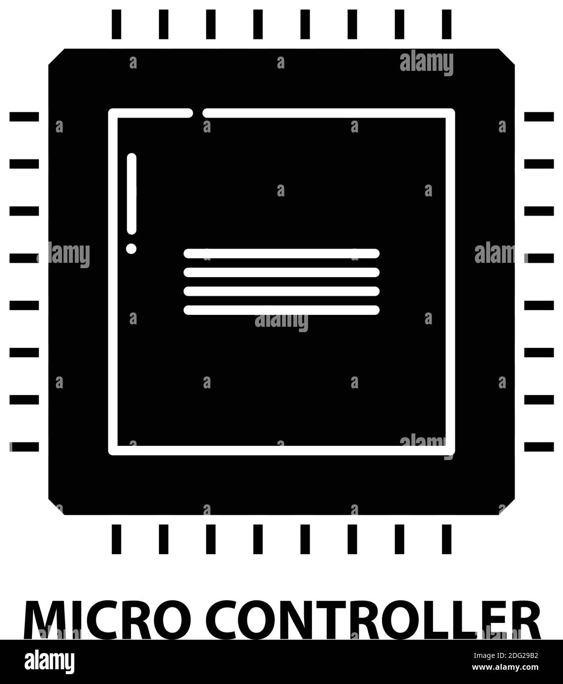 icône du micro-contrôleur, signe vectoriel noir avec traits modifiables, illustration du concept Illustration de Vecteur