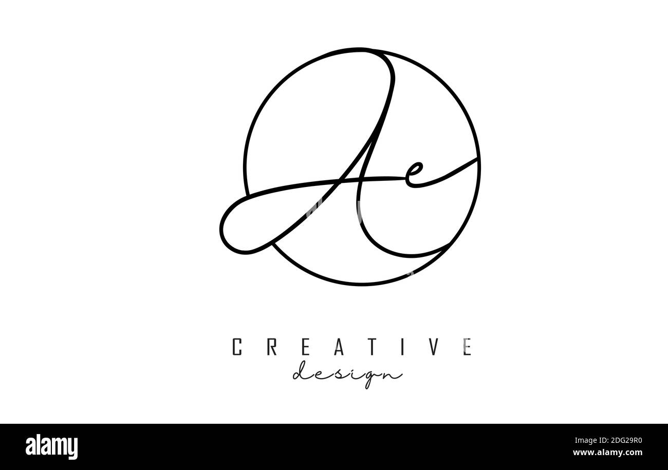 Lettres manuscrites AE A E logo design avec simple cercle illustration vectorielle. Icône créative avec les lettres A et E. Illustration de Vecteur