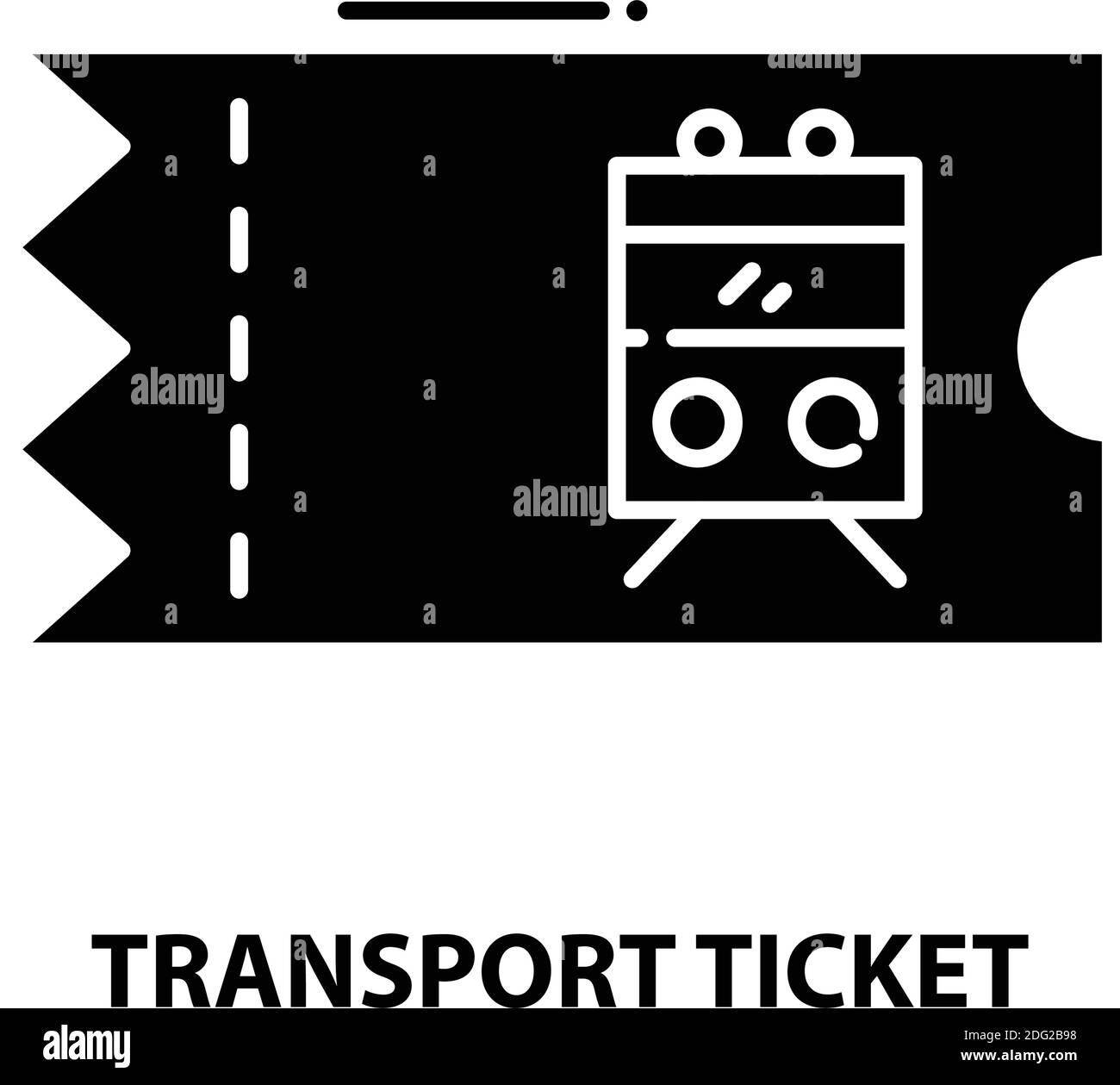 icône de ticket de transport, signe vectoriel noir avec traits modifiables, illustration du concept Illustration de Vecteur