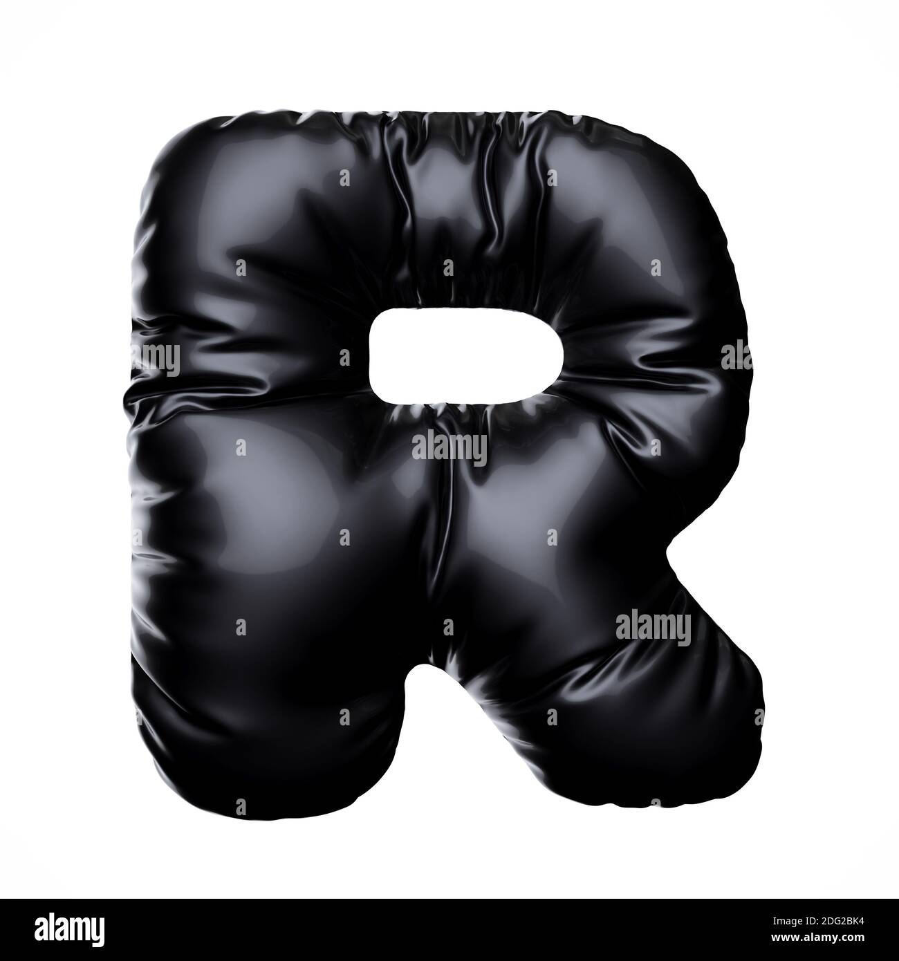 Lettre de bulle noire de l'alphabet anglais caractère de texte R sur fond blanc. Concept de vacances et d'éducation. illustration du rendu 3d Banque D'Images
