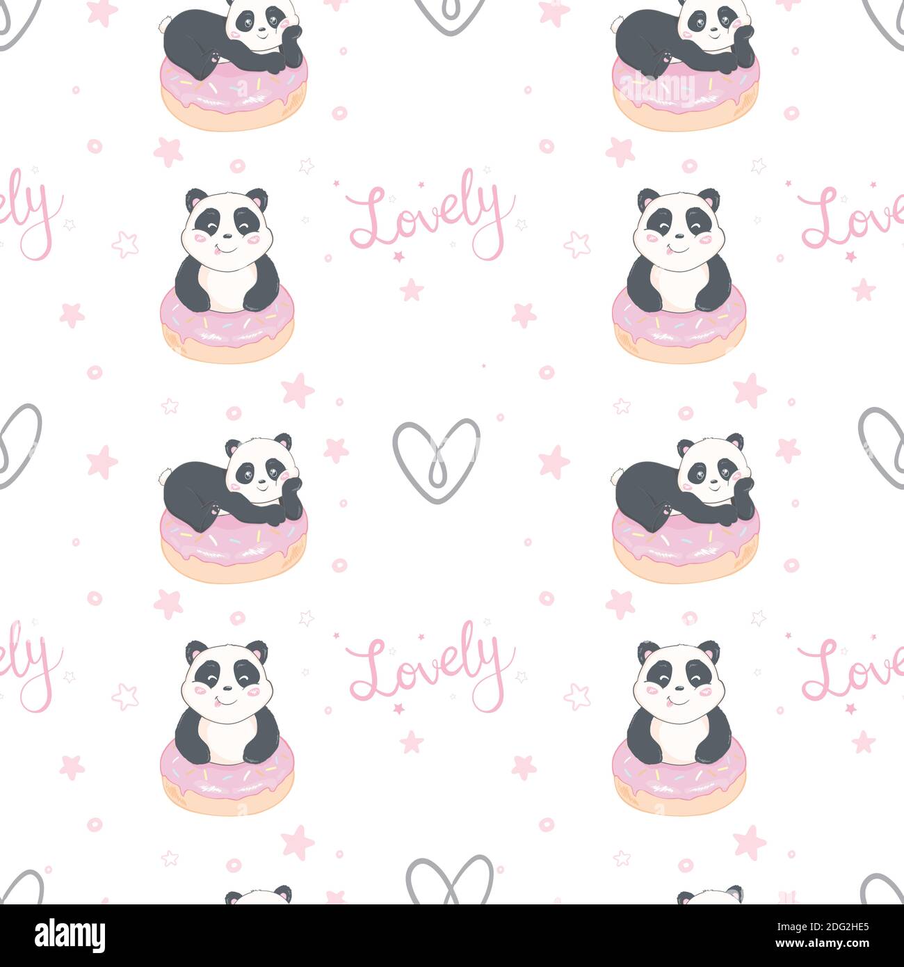 Modèle vectoriel : motif d'ours Panda sans couture sur fond blanc, Panda avec différents gestes Illustration de Vecteur