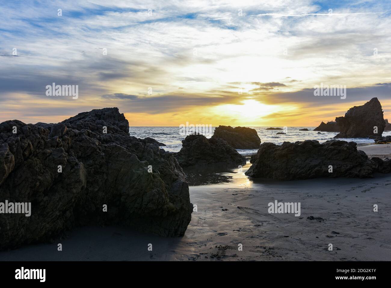 Couchers de soleil sur la Malibu Banque D'Images