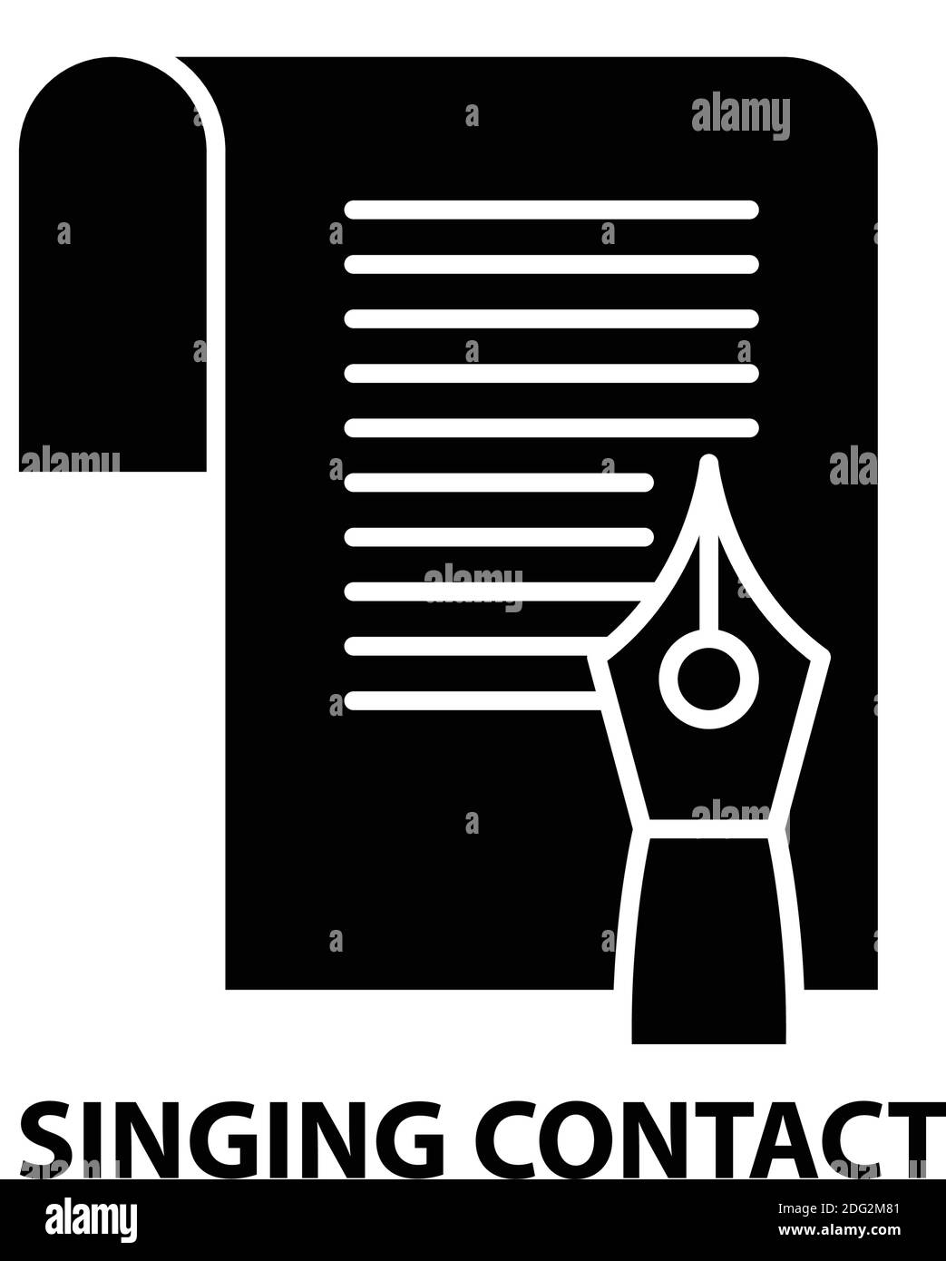 icône de contact de chant, signe vectoriel noir avec traits modifiables, illustration de concept Illustration de Vecteur