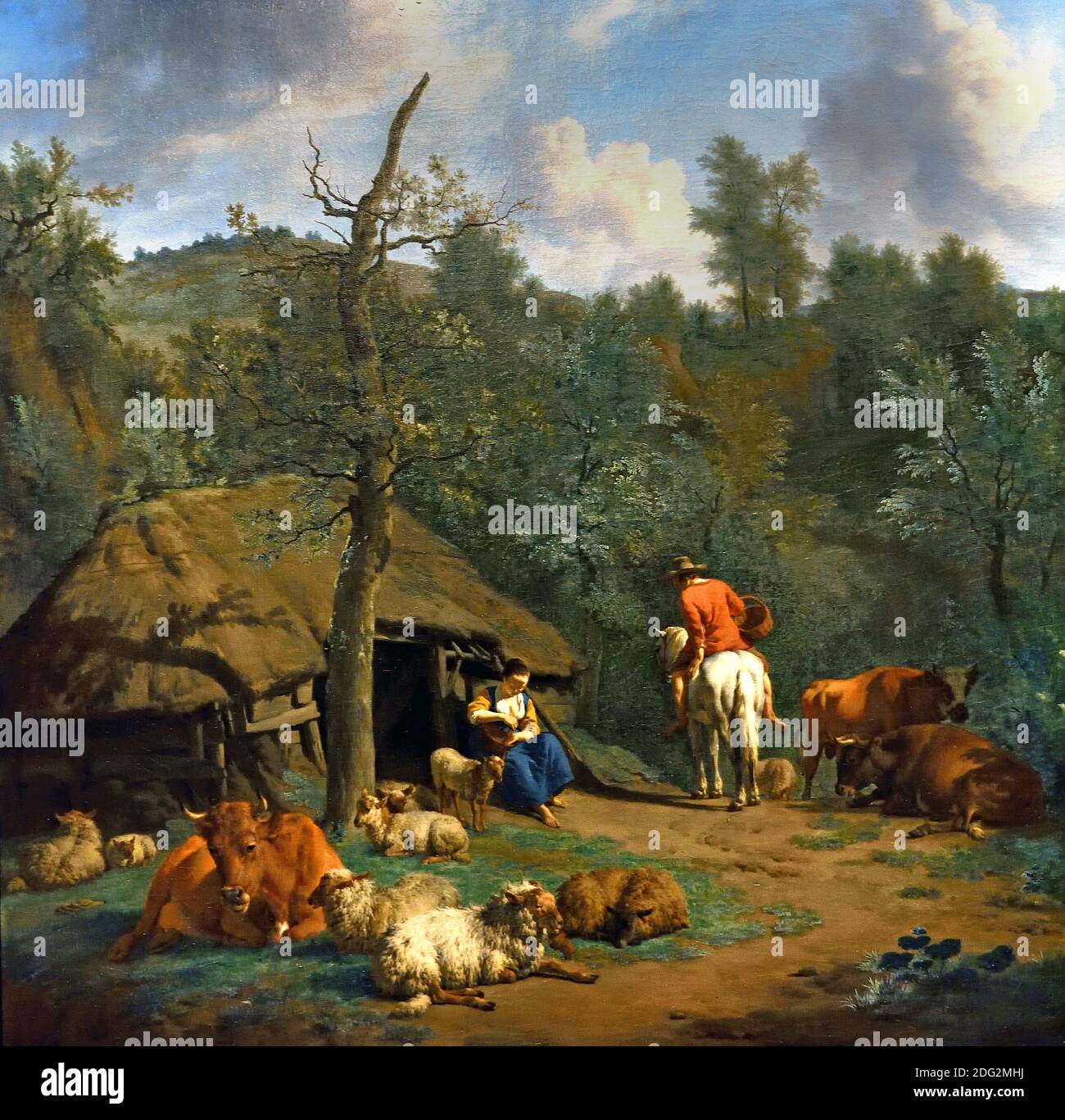 The Hut by Adriaen van de Velde 1636 - 1672 Néerlandais pays-Bas. ( peintre d'animaux et de paysages ) Banque D'Images