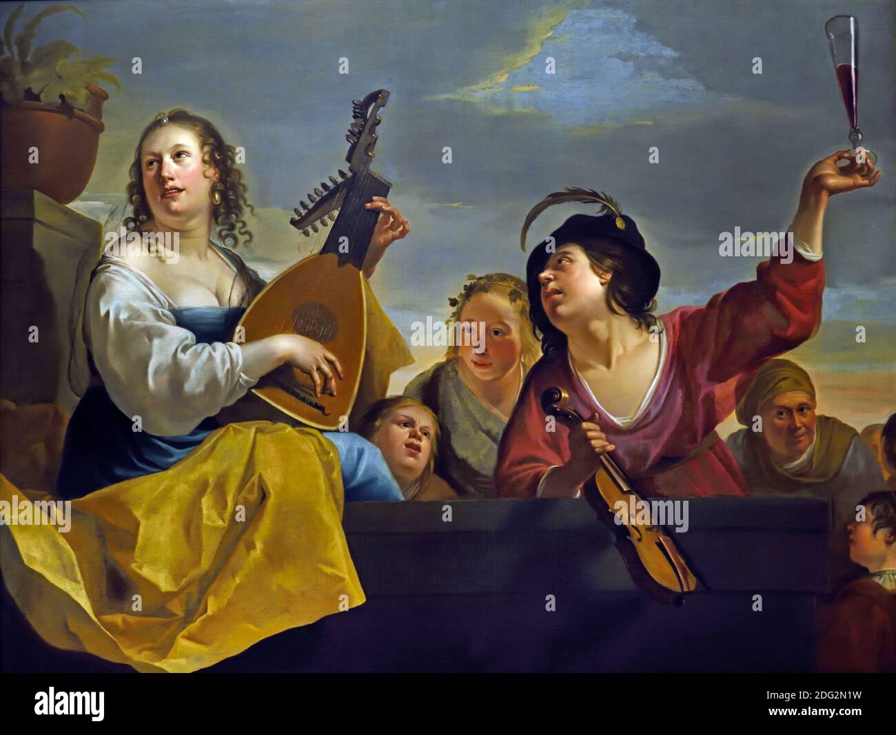 Comédie musicale 1646 par Jan Gerritsz van Bronchorst, ou Bronkhorst 1603-1661, néerlandais, Pays-Bas. Banque D'Images