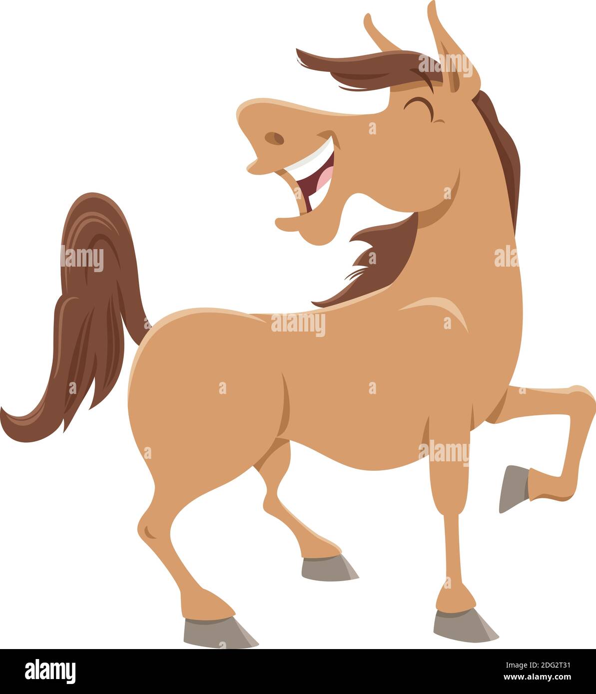 Illustration de dessin animé de drôle de ferme de cheval animal personnage de bande dessinée Illustration de Vecteur