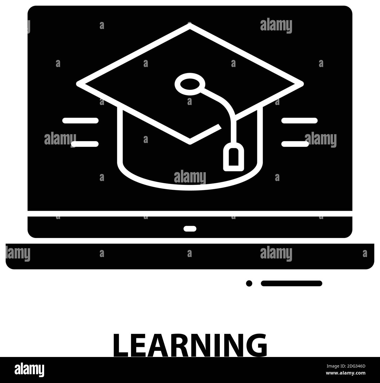 icône d'apprentissage, signe vectoriel noir avec traits modifiables, illustration de concept Illustration de Vecteur