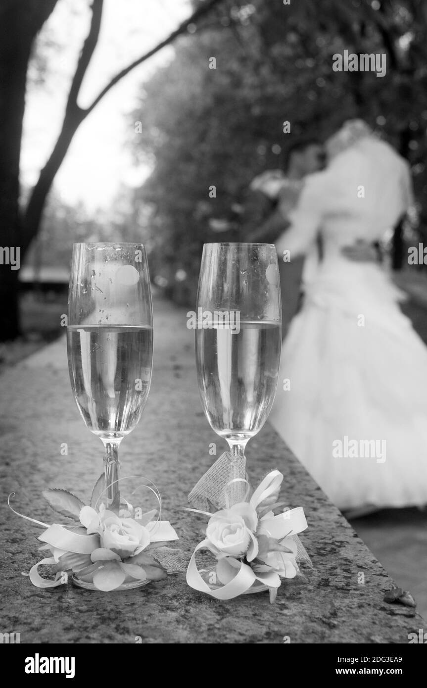 Verres de mariage Banque D'Images