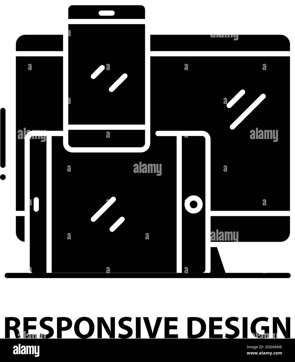 icône de symbole de conception réactive, signe vectoriel noir avec traits modifiables, illustration de concept Illustration de Vecteur