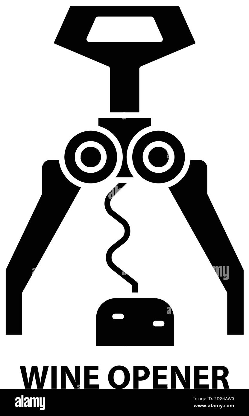 icône de symbole d'ouvre-vin, signe vectoriel noir avec traits modifiables, illustration de concept Illustration de Vecteur