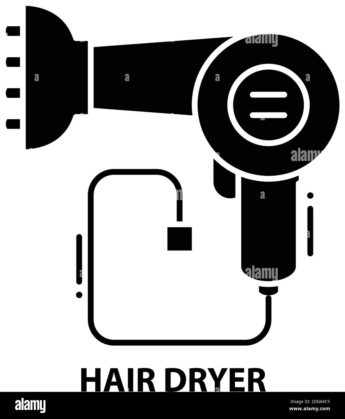 icône du sèche-cheveux, signe vectoriel noir avec traits modifiables, illustration du concept Illustration de Vecteur