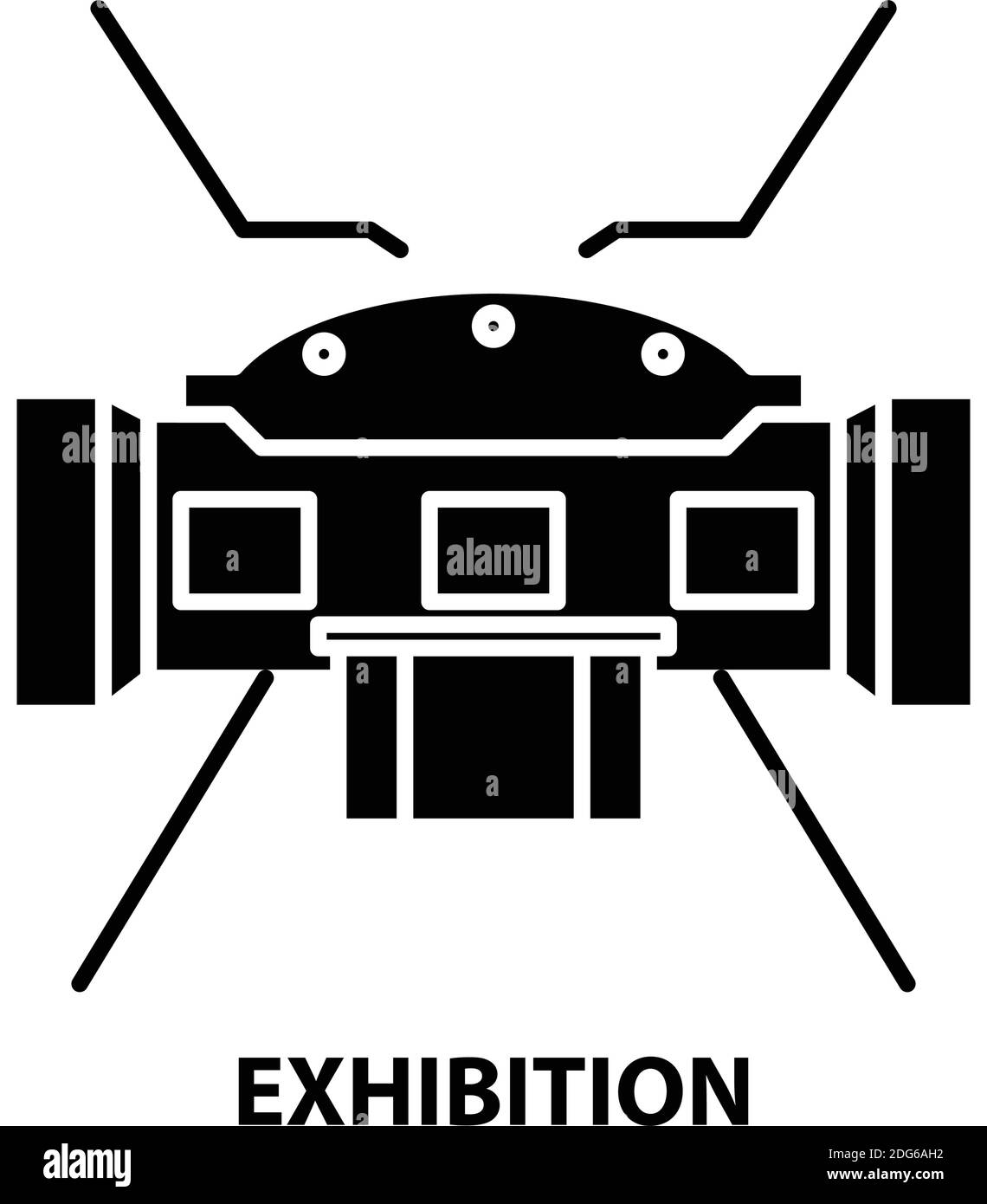icône d'exposition, signe vectoriel noir avec traits modifiables, illustration de concept Illustration de Vecteur