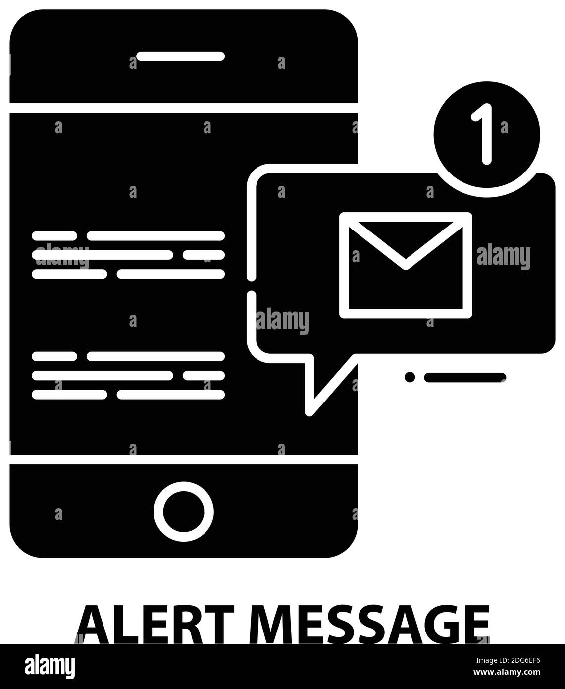 icône de symbole de message d'alerte, signe vectoriel noir avec traits modifiables, illustration de concept Illustration de Vecteur