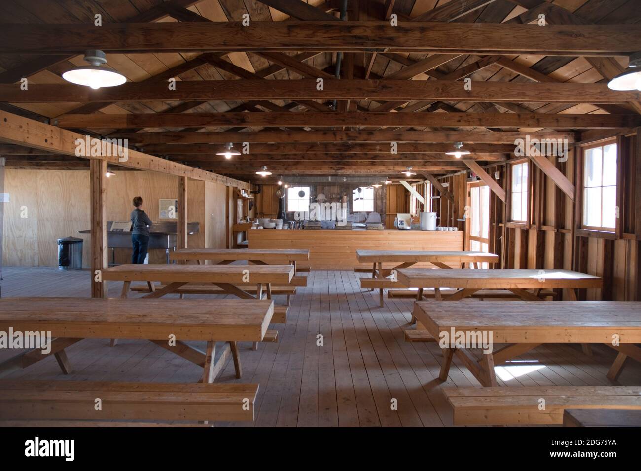 Bloc 14 salle de mess à Manzanar NAT. Site historique, un camp où les Américains japonais ont été internés pendant la Seconde Guerre mondiale à Owens Valley, Californie, États-Unis Banque D'Images