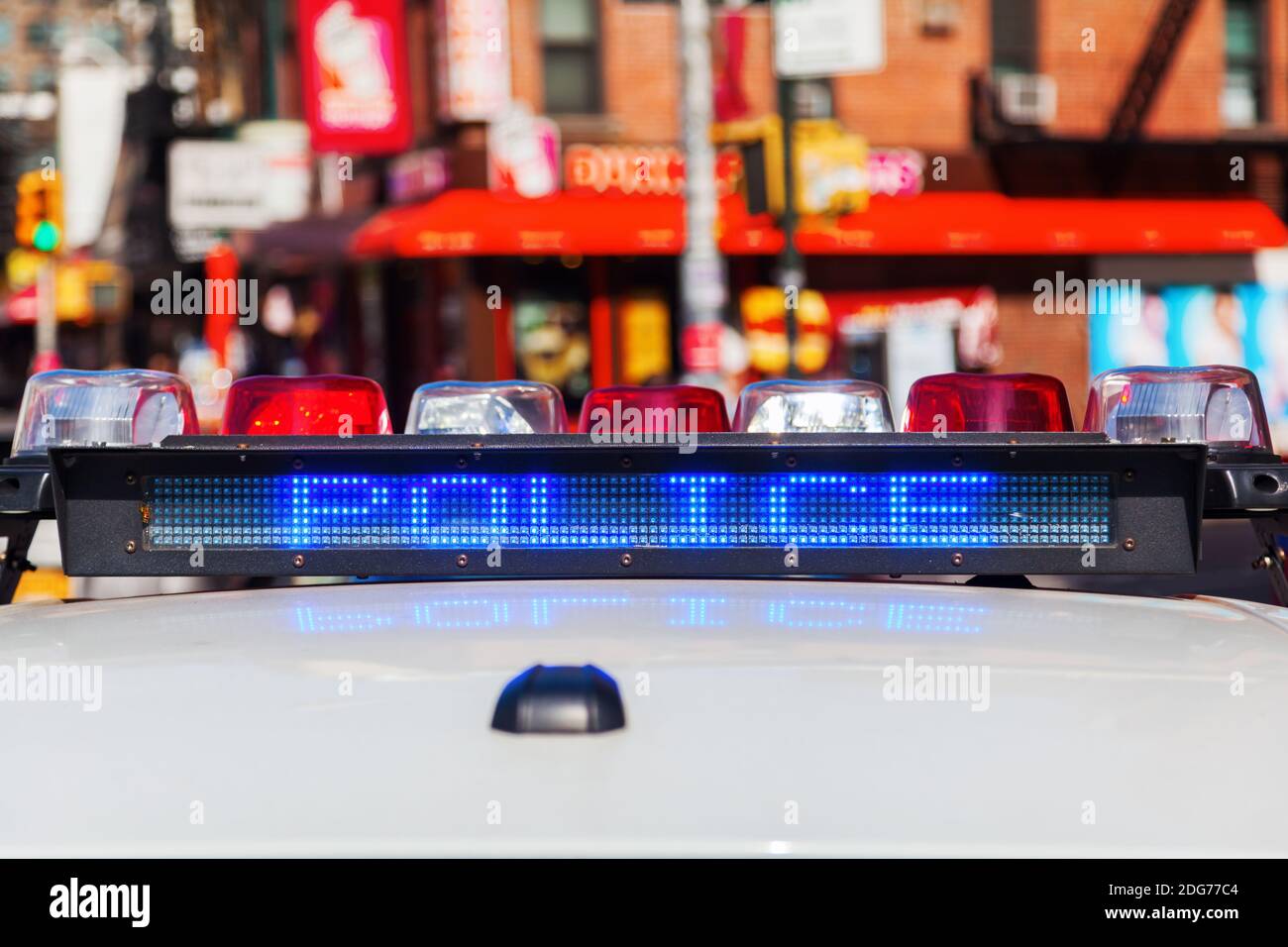 Feux d'urgence d'une voiture de police à New York Banque D'Images