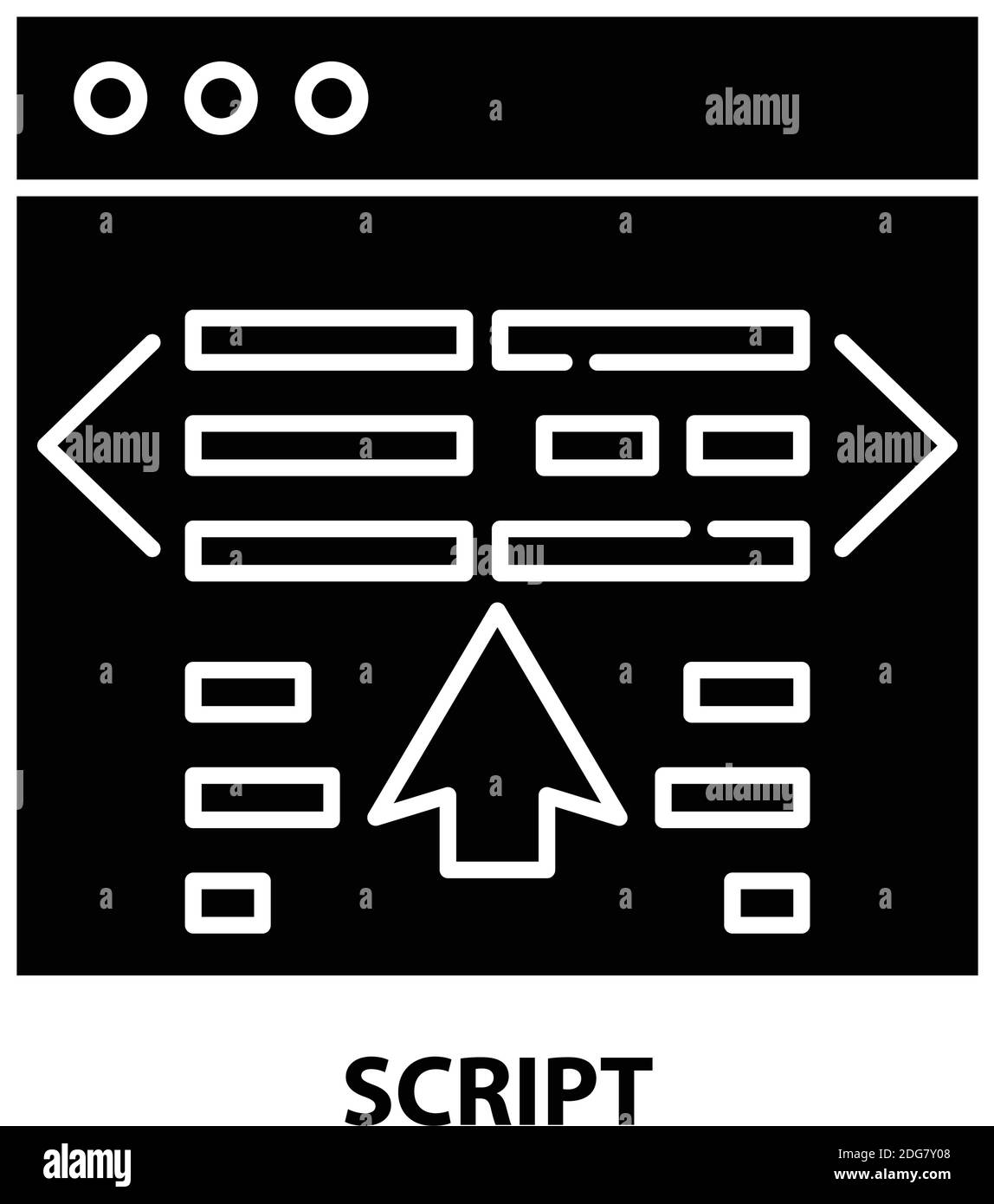 icône de script, signe vectoriel noir avec traits modifiables, illustration de concept Illustration de Vecteur