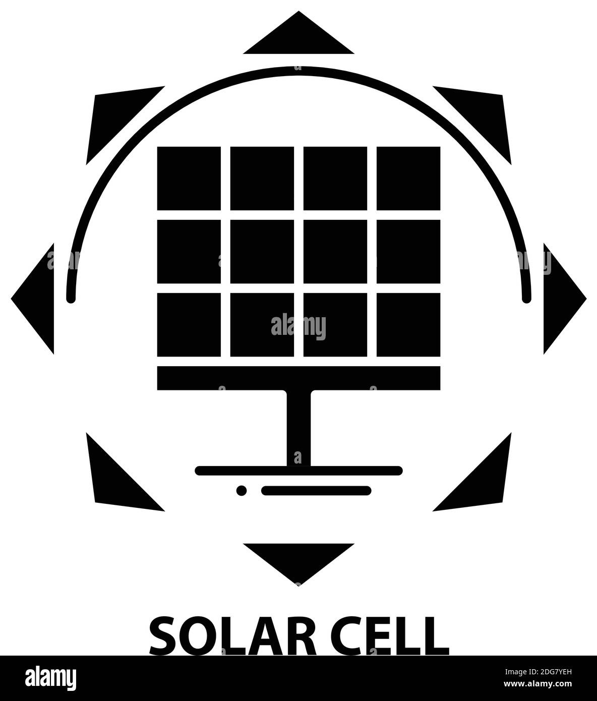 icône de cellule solaire, signe vectoriel noir avec traits modifiables, illustration de concept Illustration de Vecteur