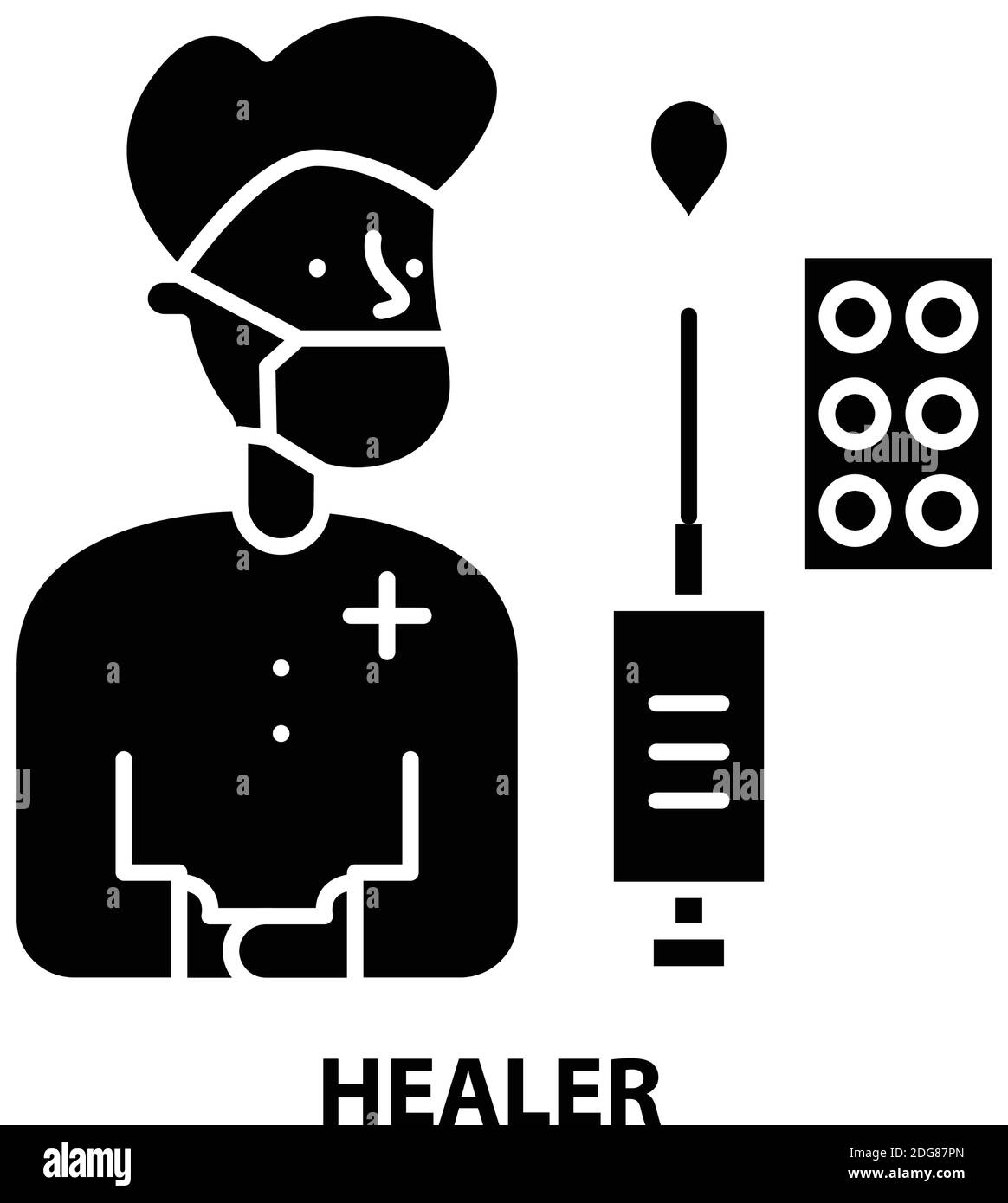 icône de guérisseur, signe vectoriel noir avec traits modifiables, illustration de concept Illustration de Vecteur
