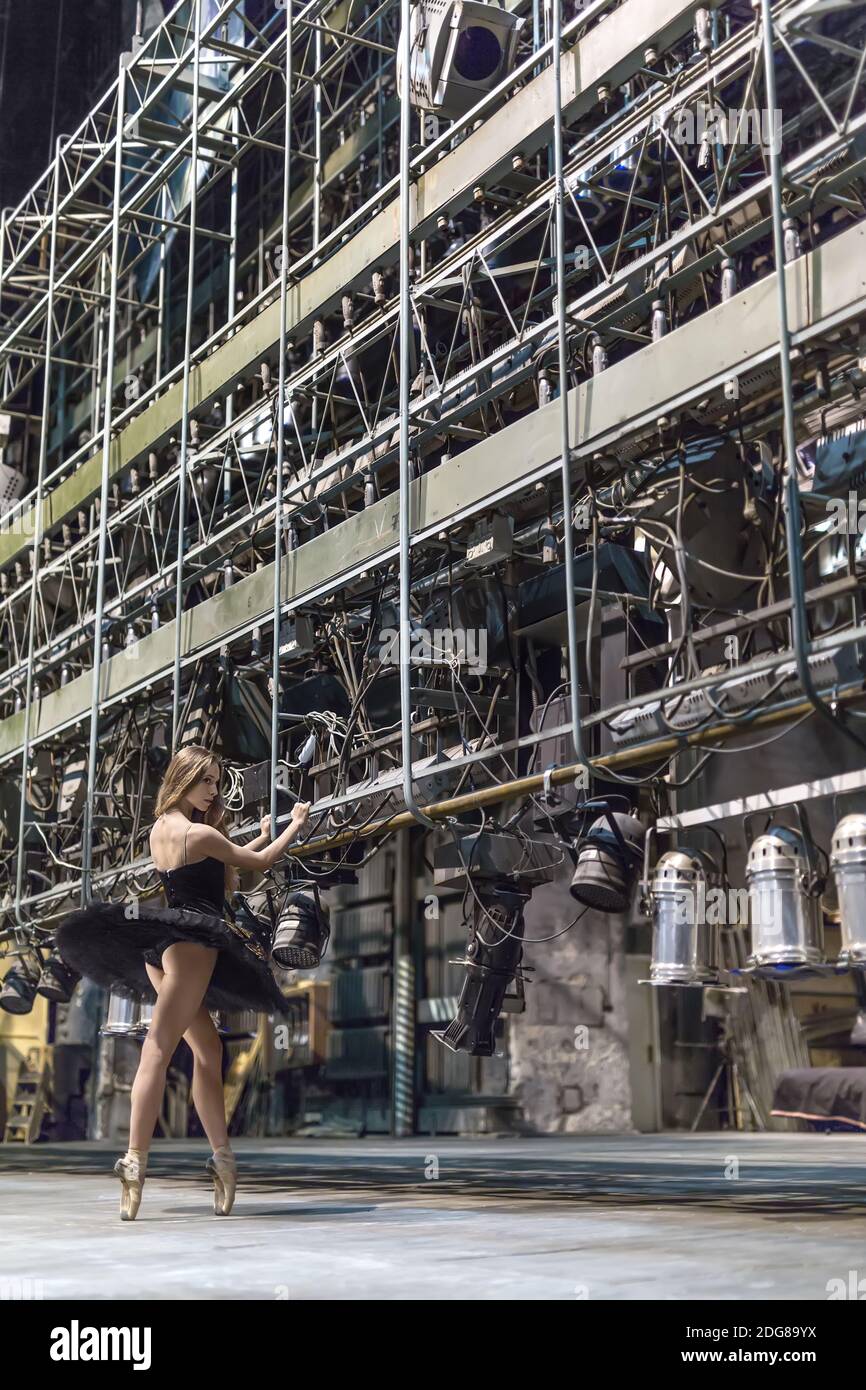 Ballerina posing in interior Banque D'Images