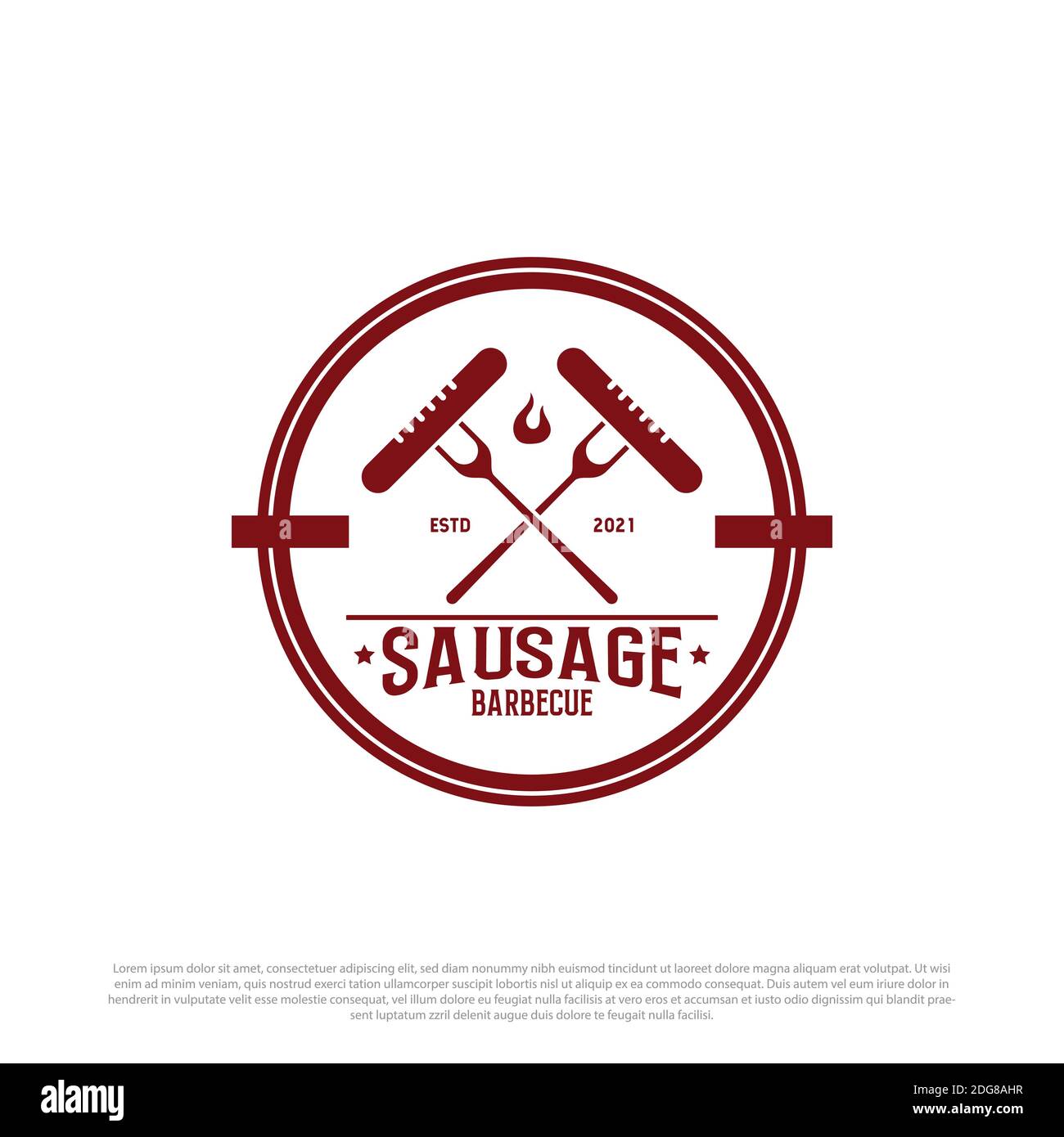Logo saucisse barbecue badge vecteur, idéal pour le modèle de marque de logo fast food Illustration de Vecteur