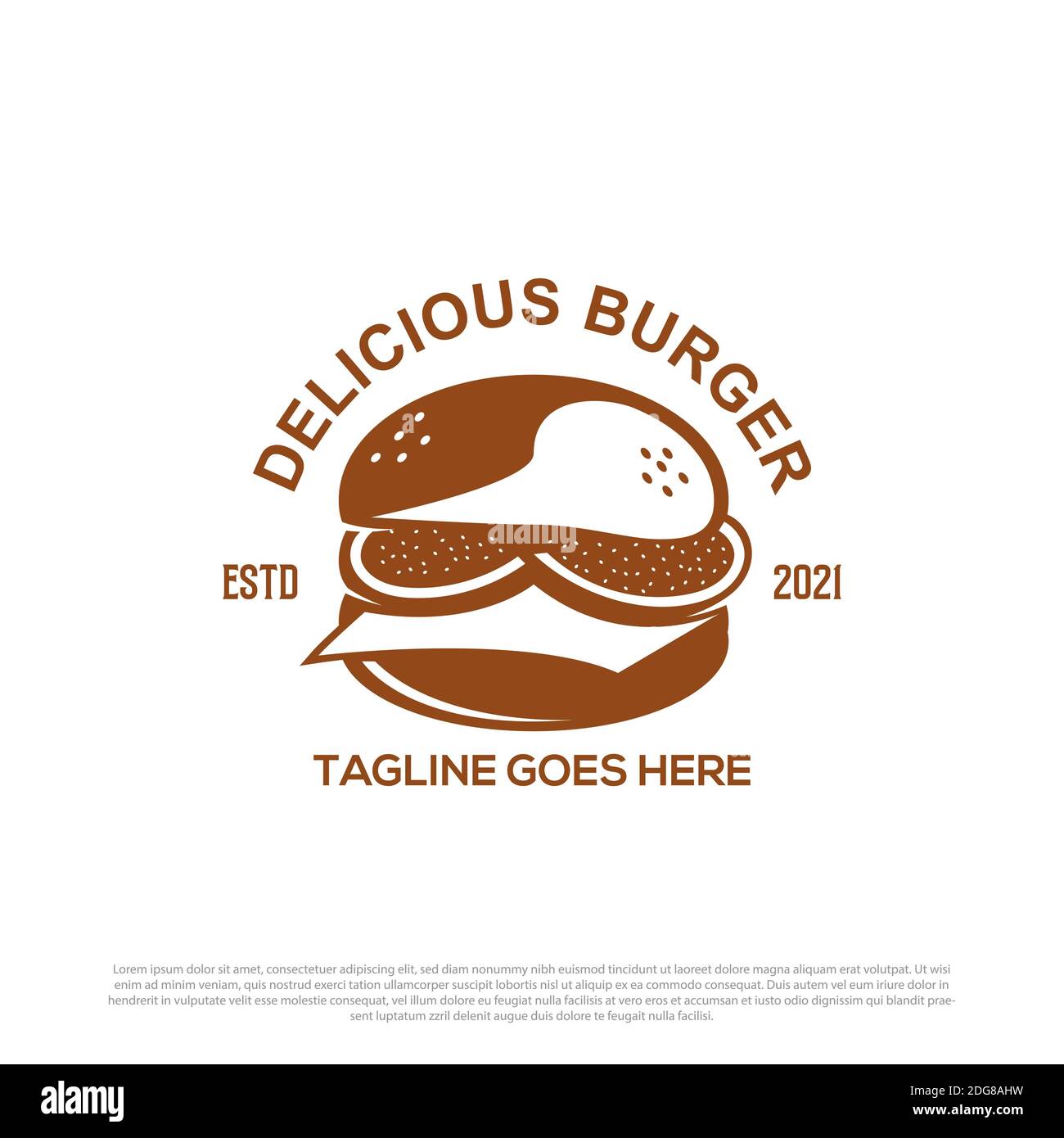 Motif délicieux Burger logo vecteur, illustration vintage de fast food logo vecteur Premium Illustration de Vecteur