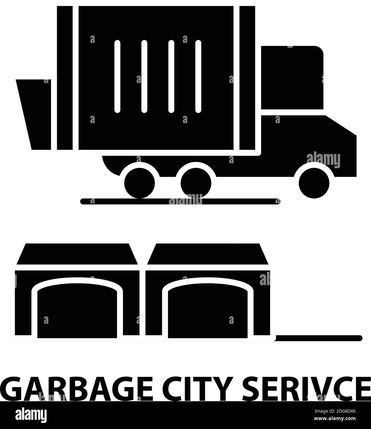 icône de service de ville d'ordures, signe vectoriel noir avec traits modifiables, illustration de concept Illustration de Vecteur