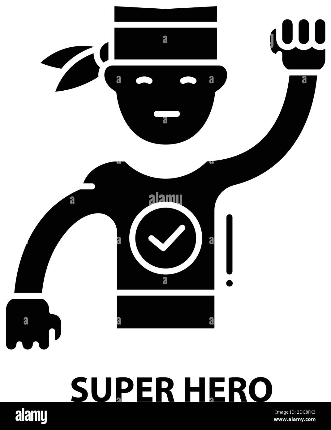 icône super hero, signe vectoriel noir avec traits modifiables, illustration de concept Illustration de Vecteur
