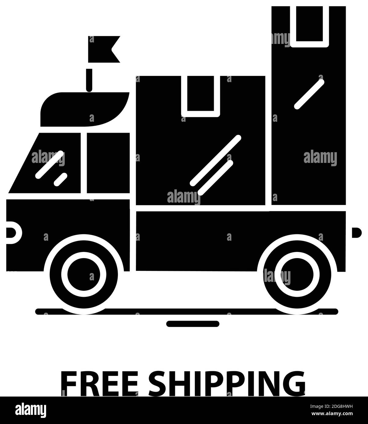 icône de symbole d'expédition gratuite, signe vectoriel noir avec traits modifiables, illustration de concept Illustration de Vecteur