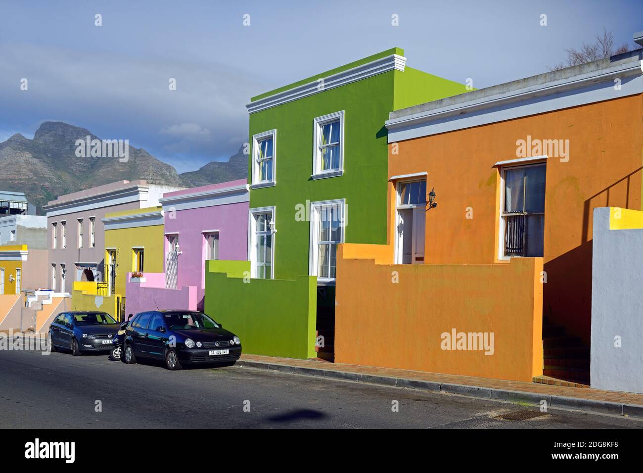 Farbige Häuser in Bo Kaap, malayisch, moslimisches Viertel, Kapstadt, West Kap, Western Cape, Suedafrika, Afrika Banque D'Images