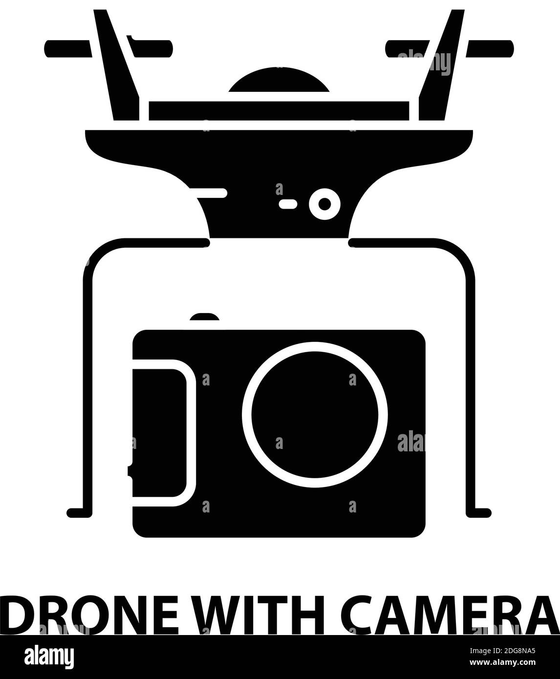 drone avec icône de caméra, signe vectoriel noir avec traits modifiables, illustration de concept Illustration de Vecteur
