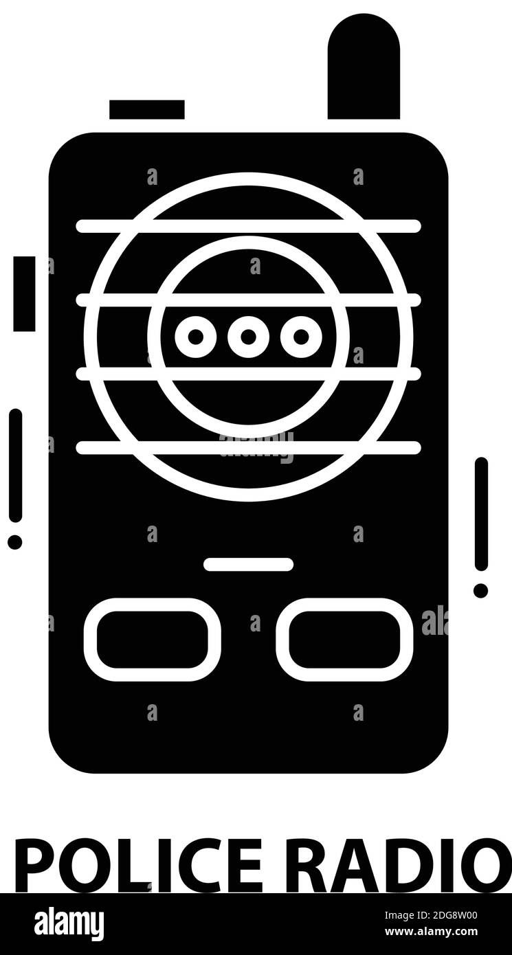 icône de radio de police, signe vectoriel noir avec traits modifiables, illustration de concept Illustration de Vecteur