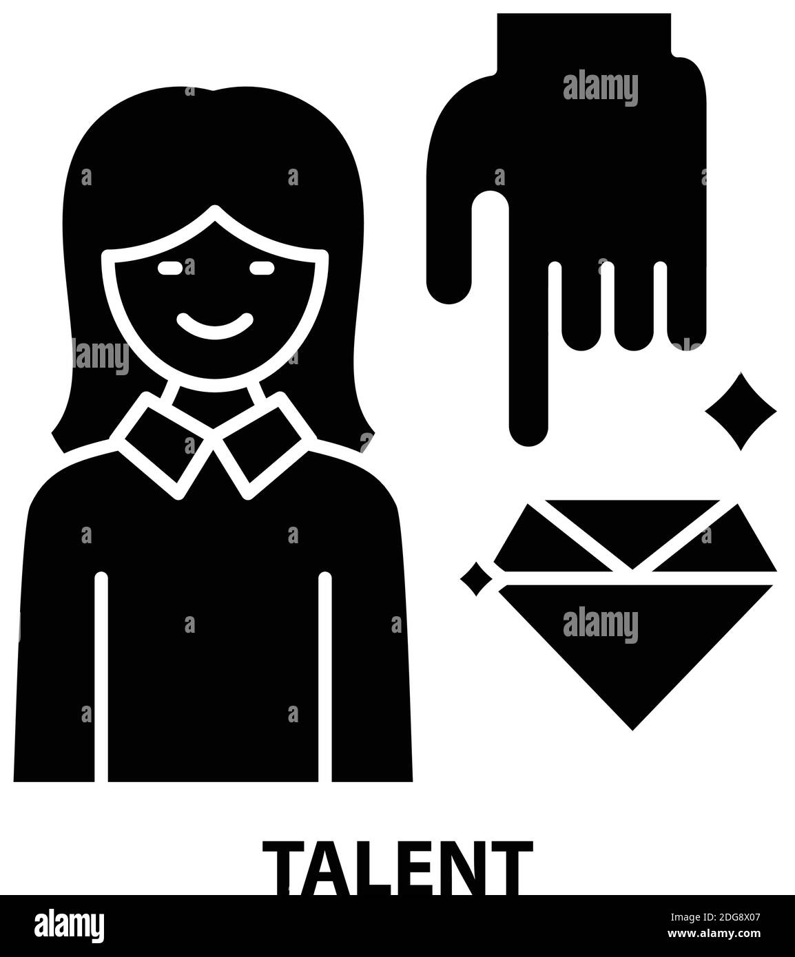 icône de talent, signe vectoriel noir avec traits modifiables, illustration de concept Illustration de Vecteur