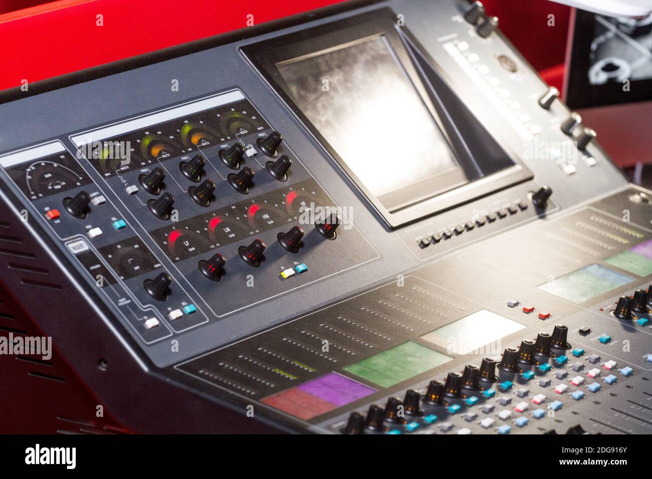 Console de mixage professionnelle. Banque D'Images