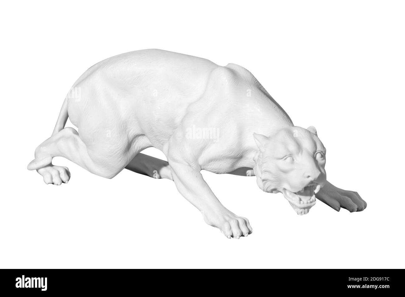 Statue d'un chat sauvage sur fond blanc Banque D'Images