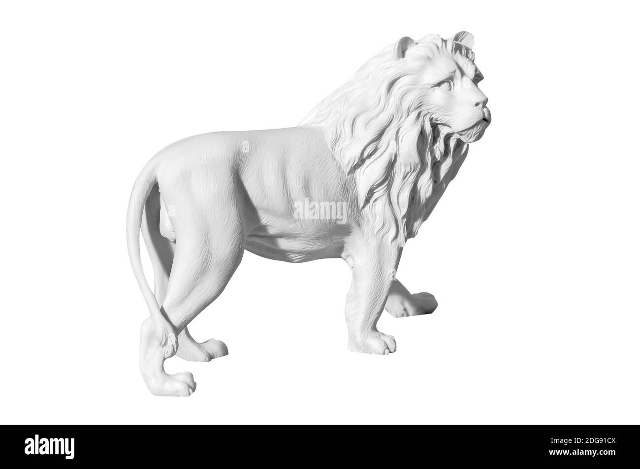 Statue d'un lion sur fond blanc Banque D'Images
