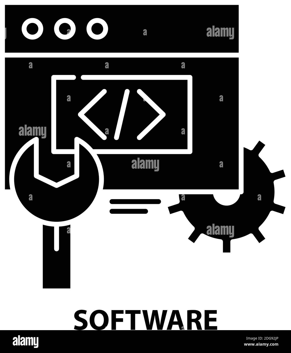 icône de symbole de logiciel, signe vectoriel noir avec traits modifiables, illustration de symbole de concept Illustration de Vecteur