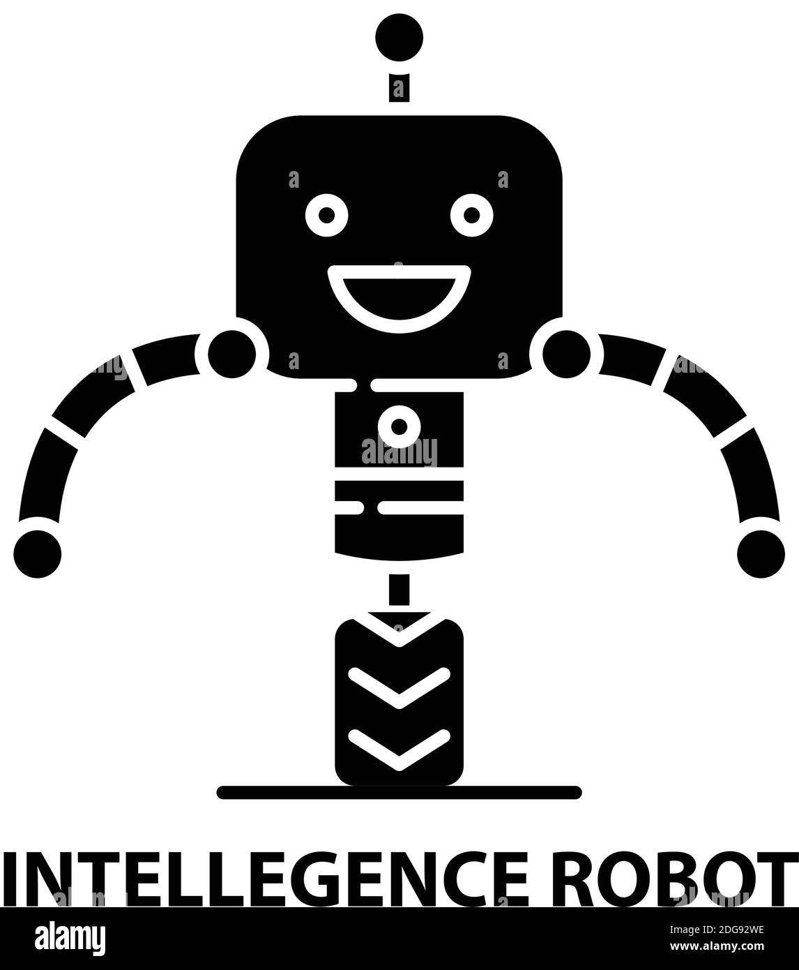 icône robot d'intellegence, signe vectoriel noir avec traits modifiables, illustration du symbole de concept Illustration de Vecteur