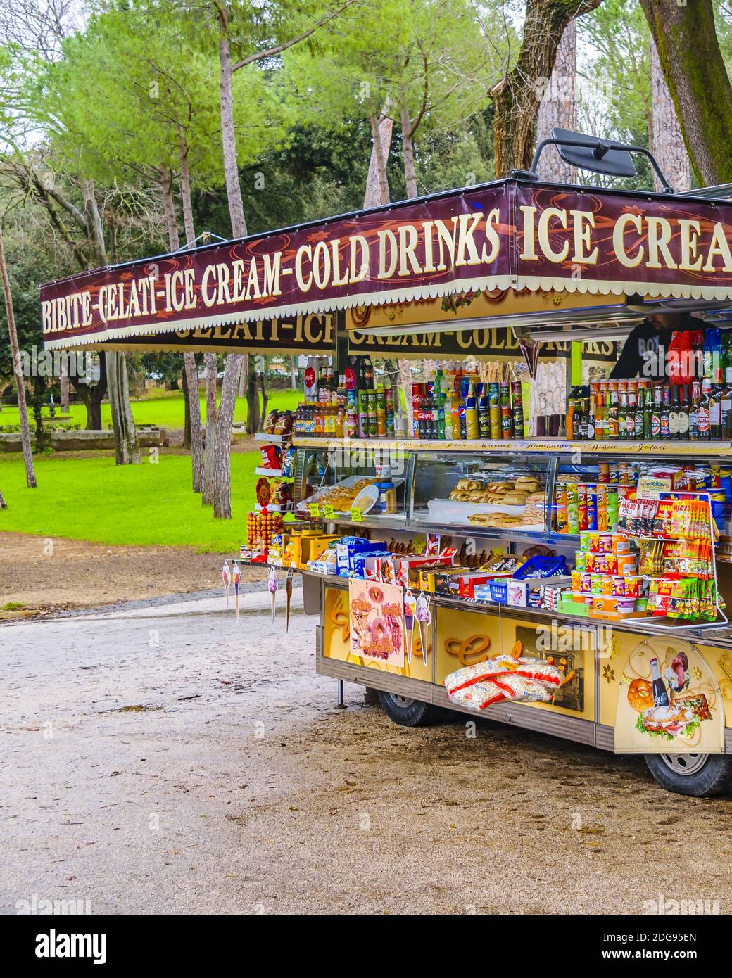 Collations et boissons Food Stand, Villa Borghèse Rome Banque D'Images