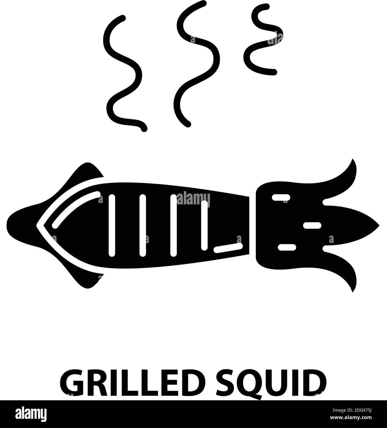 icône de calamar grillé, signe vectoriel noir avec traits modifiables, illustration du concept Illustration de Vecteur
