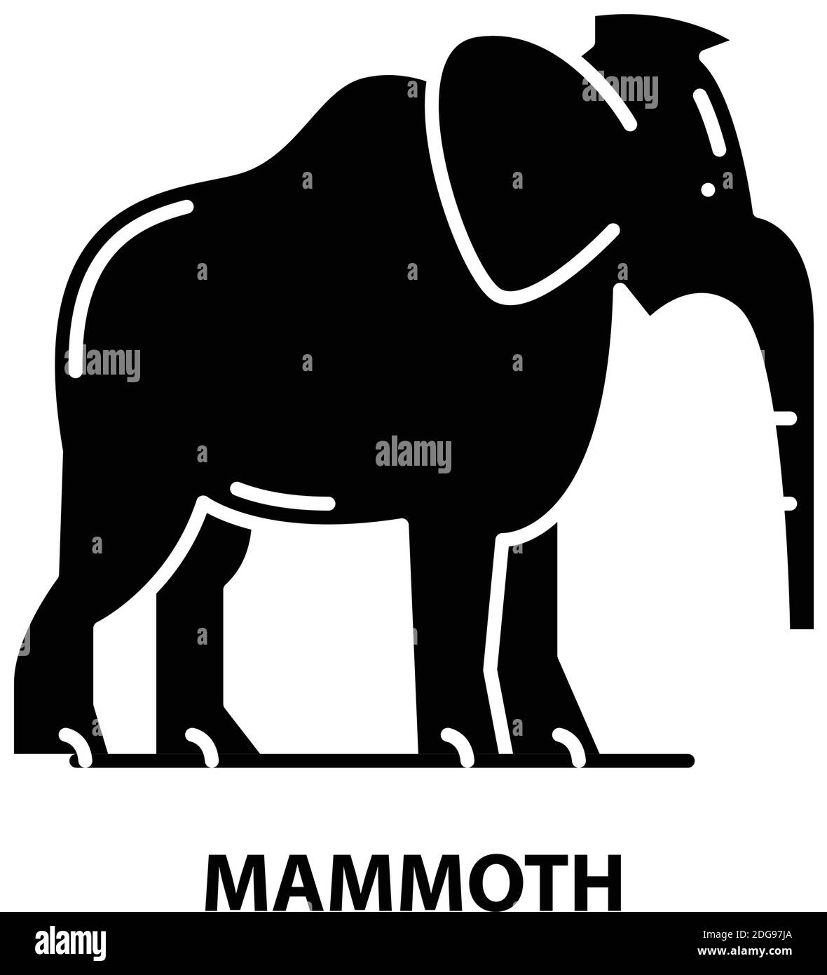 icône mammoth, signe vectoriel noir avec traits modifiables, illustration de concept Illustration de Vecteur