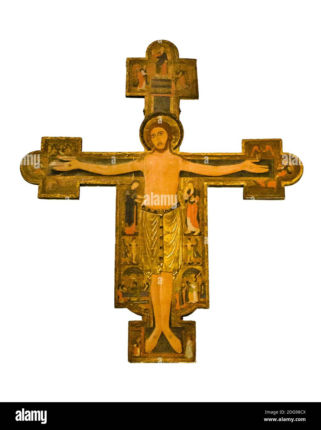 Style médiéval Jésus Christ sur la Croix Sculpture isolée photo Banque D'Images