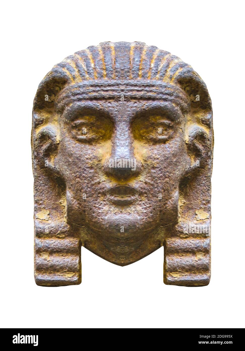 Sculpture égyptienne à la porte en bois antique Banque D'Images