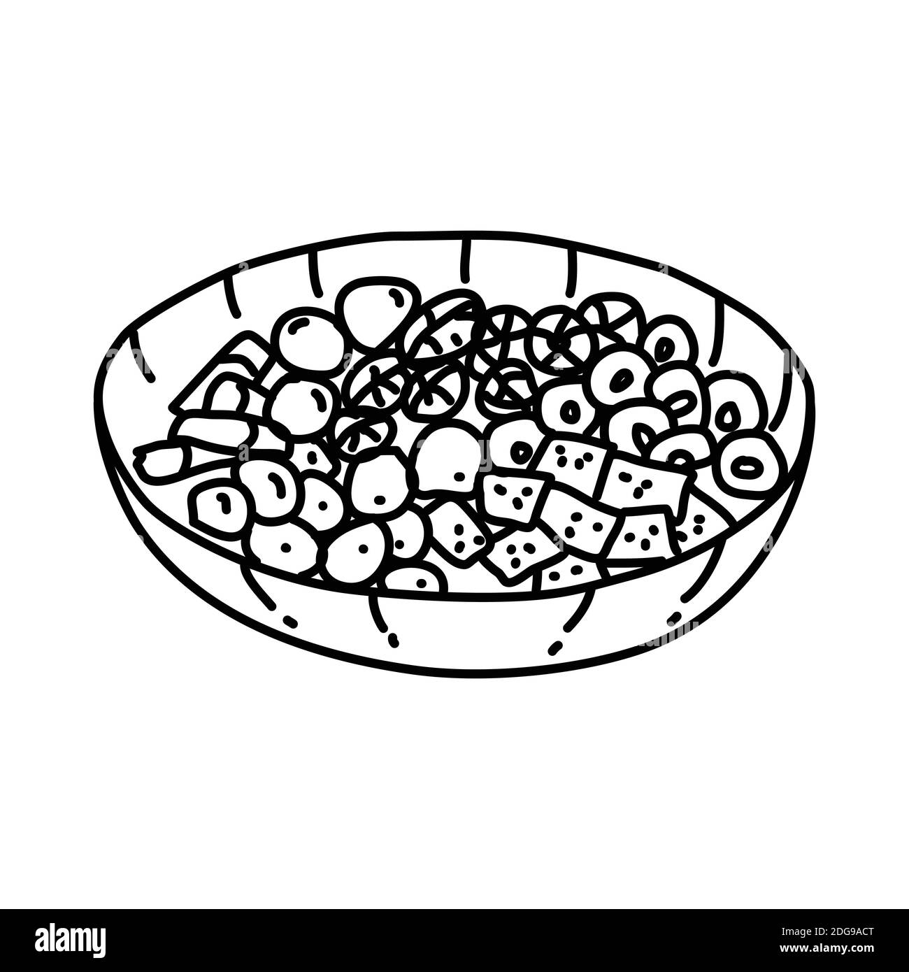 Icône salade antipasti. Style d'icône Doodle dessiné à la main ou Contour Illustration de Vecteur